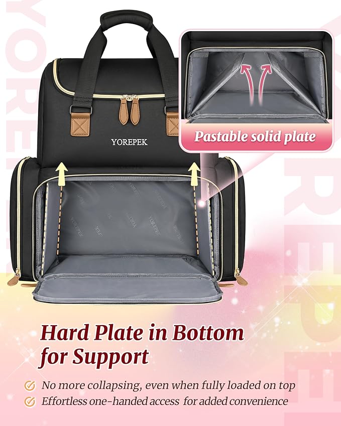 YOREPEK Extra Large Nail Polish Organizer Case Backpack Holds 96 to 100+ Bottles(15ml/0.5 fl.oz) UV Nail Lamp,Nail Organizers and Storage with 2 Removable Pouches Fits Nail Stuff,Gift for Manicurist