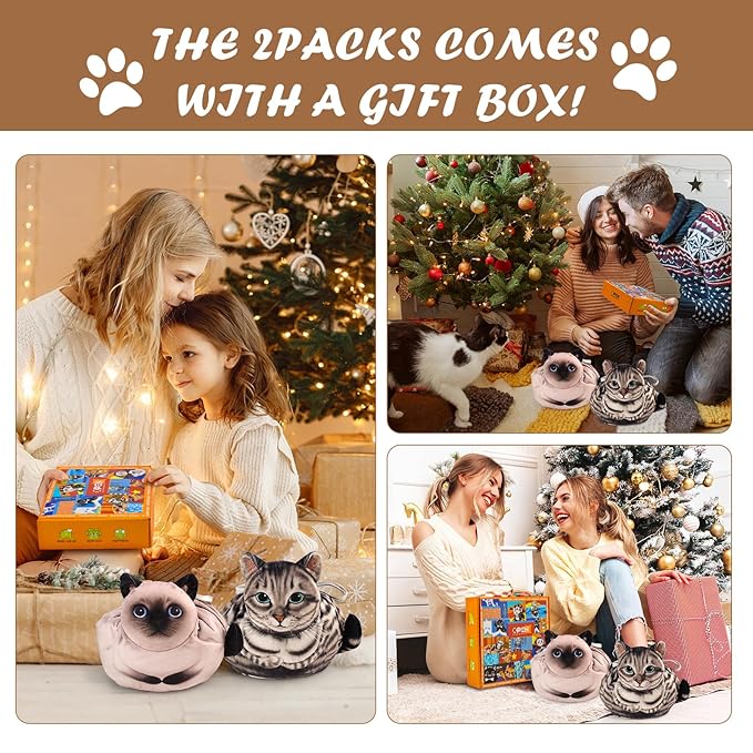 Openhaha Drawstring Makeup Organizer, Travel Cosmetic Pouch Bag, Cat Gift for Women, Lay Flat Makeup Bag Gifts for Cat Lovers (2-Pack)