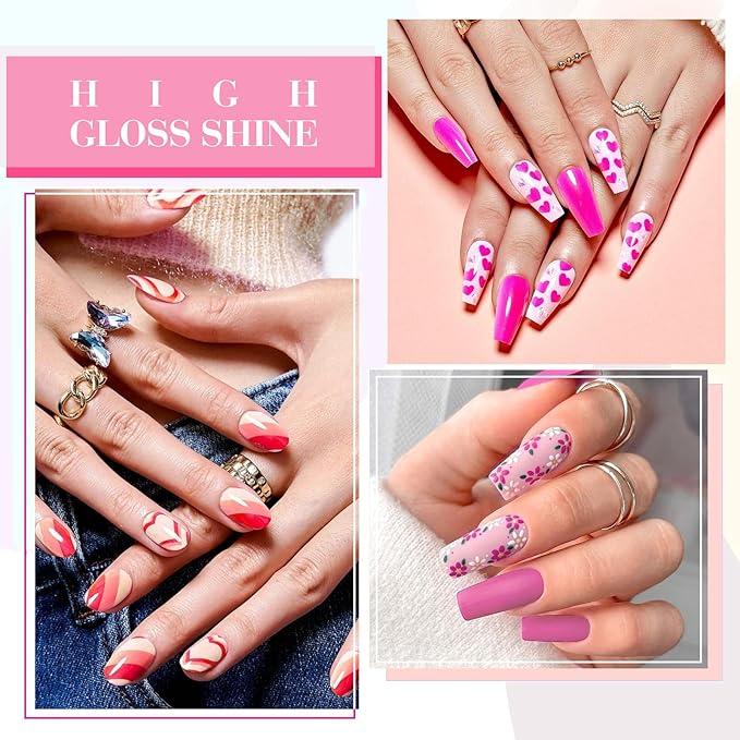 CANNI 6 Colors 9 ML Hema-Free Pink Gel Nail Polish Set, Hot Pink Purple Gel Polish Kit Light Baby Neon Pink Colors, Soak Off LED Nail Gel Manicure Kit DIY at Home Salon Gifts