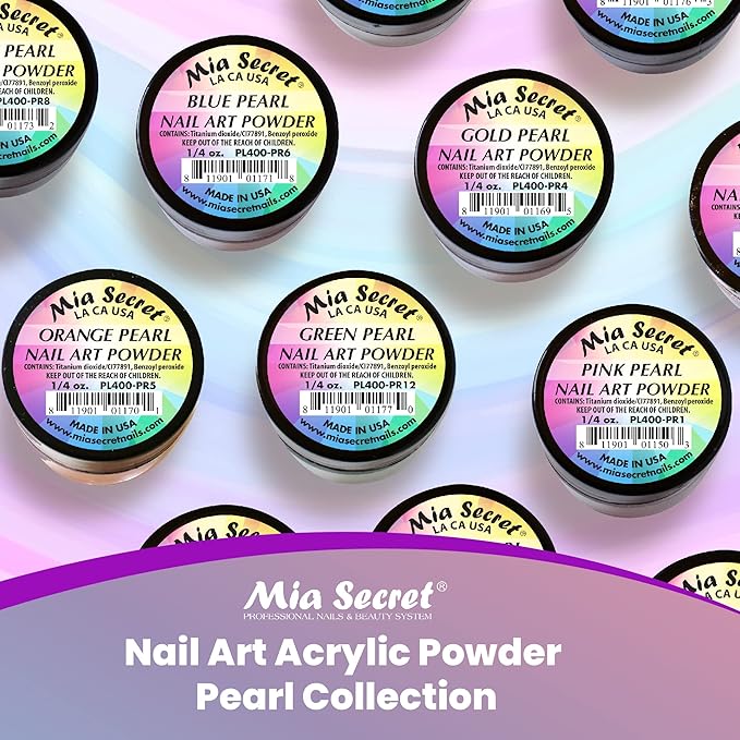 12 Colors Mia Secret Acrylic Pearl Collection Professional Acrylic Nail System Powder 0.25oz/ea.