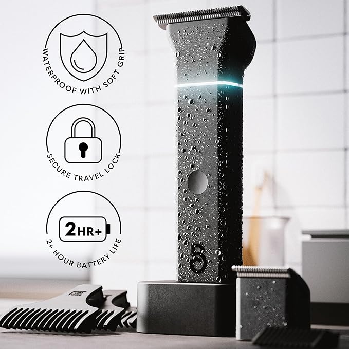 The Beard Club Body Hair Trimmer for Men, Pubic Hair Trimmer for Men & Ball Trimmer - Mens Body Shaver, Ceramic Blade Ball Shaver & Manscaper - Rechargable, Electic, Waterproof Wet or Dry Clippers