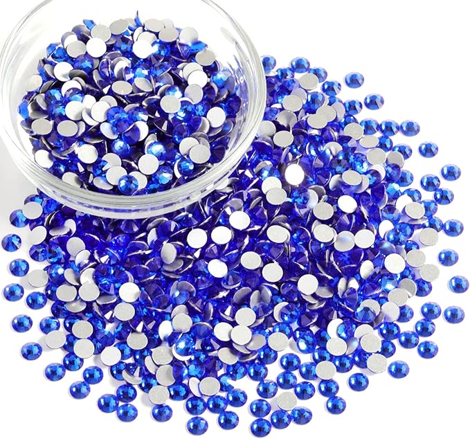 Beadsland Flatback Rhinestones Bulk,14400pcs Royal Blue Rhinestones for Nails Crafts Clothes DIY Decoration, Sapphire, SS6, 1.9-2.1mm