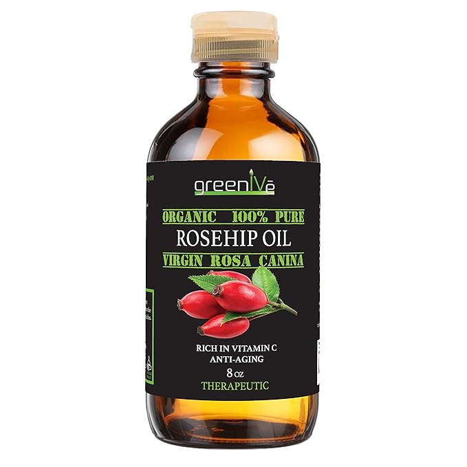 GreenIVe Organically Grown Rosehip Oil Rosa Canina 100% Pure Cold Pressed Virgin Oil Exclusively on Amazon (8 Fl Oz)