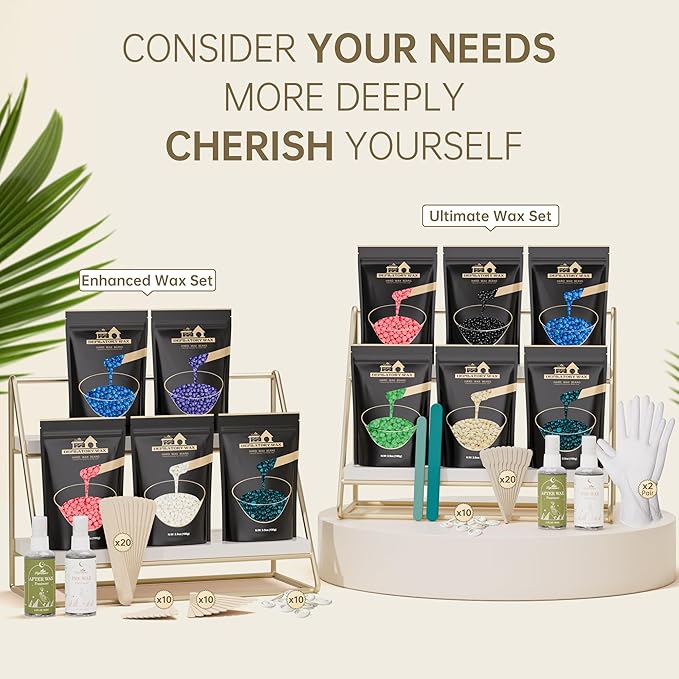 Lifestance Wax Beads Set - 6 Kinds of Hard Wax Beans with 44 Items, Perfect for Any Wax Warmers For Full Body, Bikini, Armpit, Underarm, Eyebrow, Face, Leg