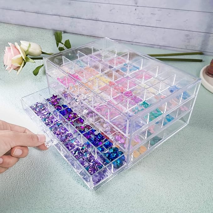 3 Tier 72 Lattice Nail Organizers and Storage Clear Acrylic Nail Jewellery Accessories Storage Case Holder Shelves Display Rack Stand for Painted Glue,Brushed Glue,Carving Glue Nail Table