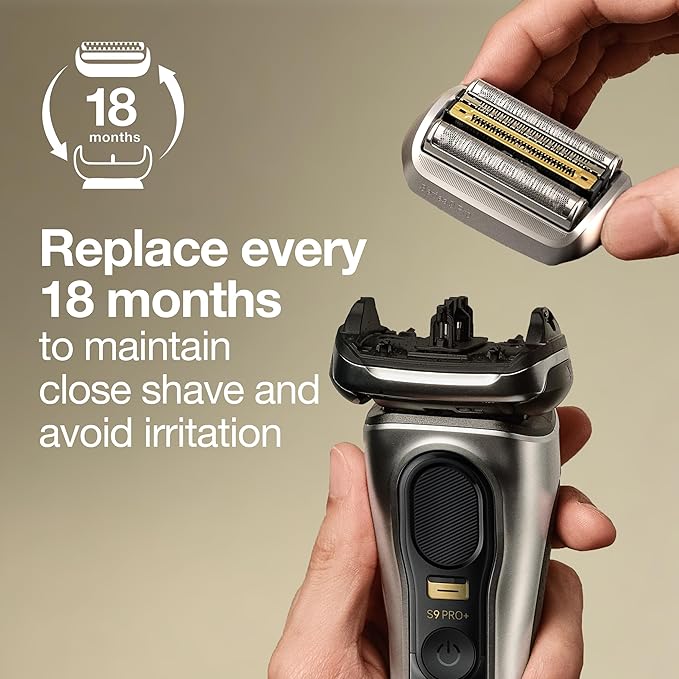 Braun Electric Shaver Head Replacement Part 94M, Compatible with Series 9 Pro and Series 9 Electric Razors for Men, Silver