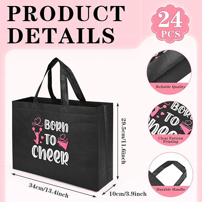 Olgaa 48 PCS Cheerleader Gifts: 24 PCS Cheer Bags & 24 Black Cheer Keychains