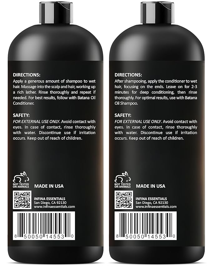 Batana Oil Shampoo and Conditioner Set - Biotin & Tea Tree Oil for Hair Growth & Thickness - Moisturizing & Nourishing Shampoo for Thinning Hair for Men & Women - 16 fl oz Each