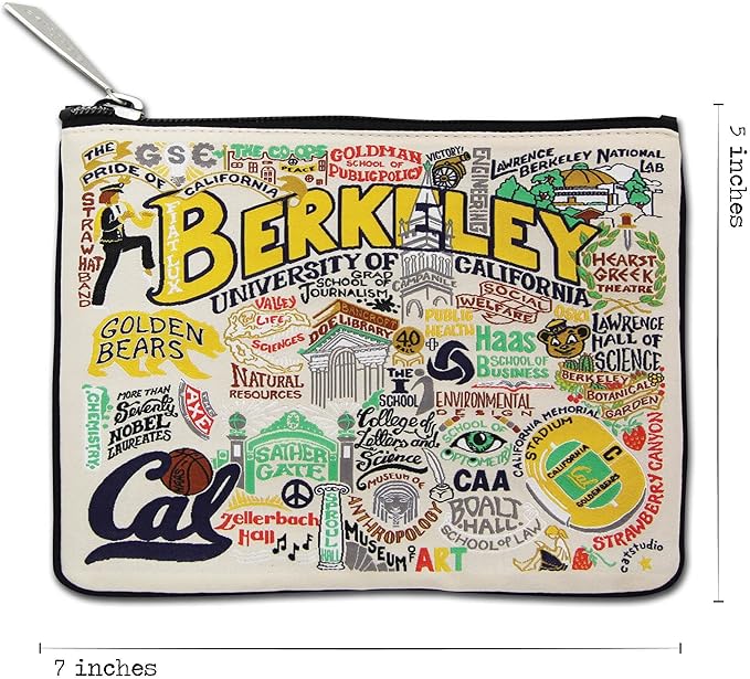 Catstudio Collegiate Zipper Pouch, UC Berkeley Travel Toiletry Bag, Ideal Gift for Alumni, Makeup Bag, Dog Treat Pouch, or Travel Purse