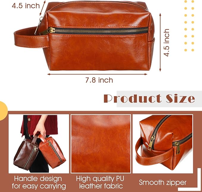 Hillban 10 Pcs Groomsmen Gift Leather Toiletry Bag for Men Travel Shaving Kit Bathroom Bag Make up Cosmetic Proposal Supplies for Wedding Favor Grooming Anniversary Boyfriend Father(Colored)