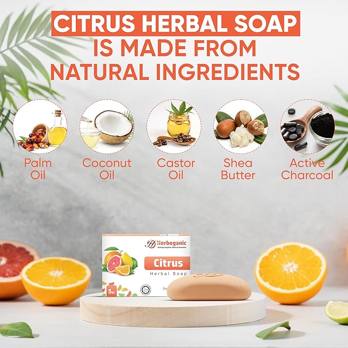 Citrus Herbal Soap | Pack of 6 of 5oz soap Bar | Ideal for Men and Women, Soothing and Nourishing Soap for Moisturization