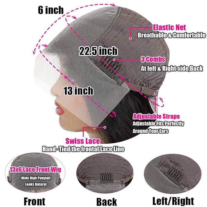 13x6 Lace Front Wigs Human Hair Pre Plucked 180 Density 26 Inch HD Body Wave Lace Front Wigs Human Hair 10A Frontal Wigs Human Hair wigs for Women Glueless Wigs Human Hair Pre Plucked Black wig