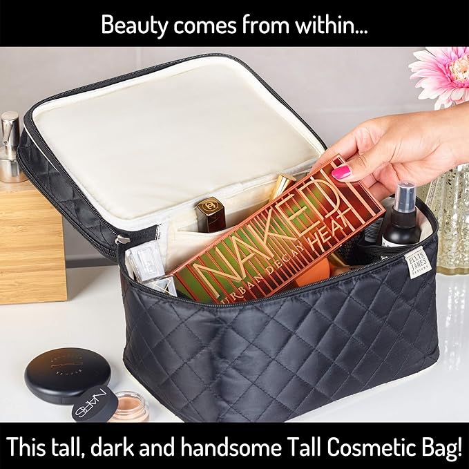Large Travel Makeup Bag for Women - Black Make Up Bag for Women - Travel Cosmetic Bag - Makeup Case Gifts for Women, Makeup Organizer Bag, Travel Toiletry Bag for Women