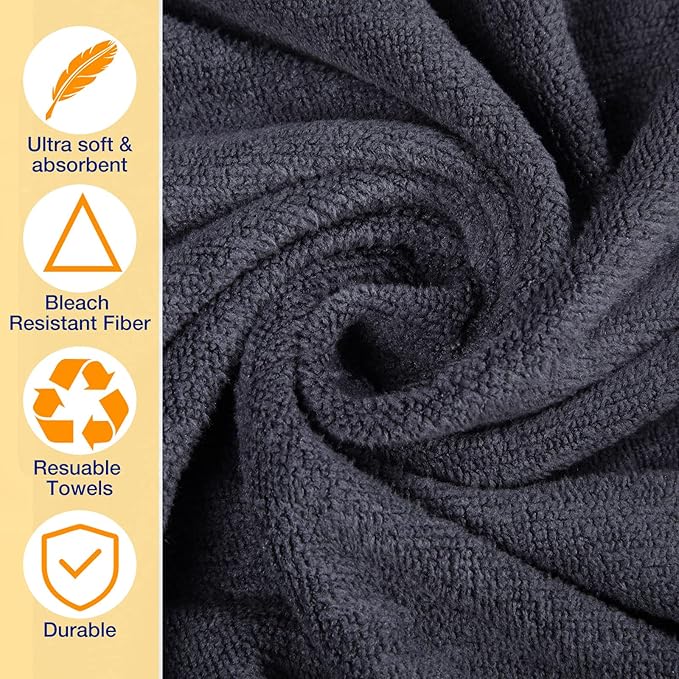 Newwiee 72 Pack Microfiber Bleach Proof Towels Bulk for Salon 18 x 30 Inch Dry Lint Free Hair Drying Hand Towels for Hair, Gym, Bath, Spa, Shaving, Barber(Grey)