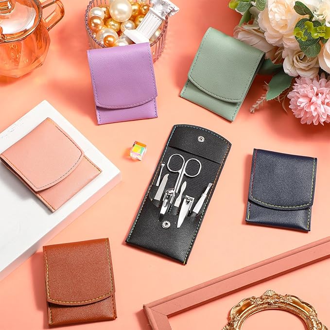 30 Set Manicure Kit Bulk Nail Clippers Kit 7 in 1 Mini Nail Clippers Stainless Steel Professional Nail Care Pedicure Kit with Travel Bag Grooming Kit for Valentine Women Men Home(Retro Color,Stylish)