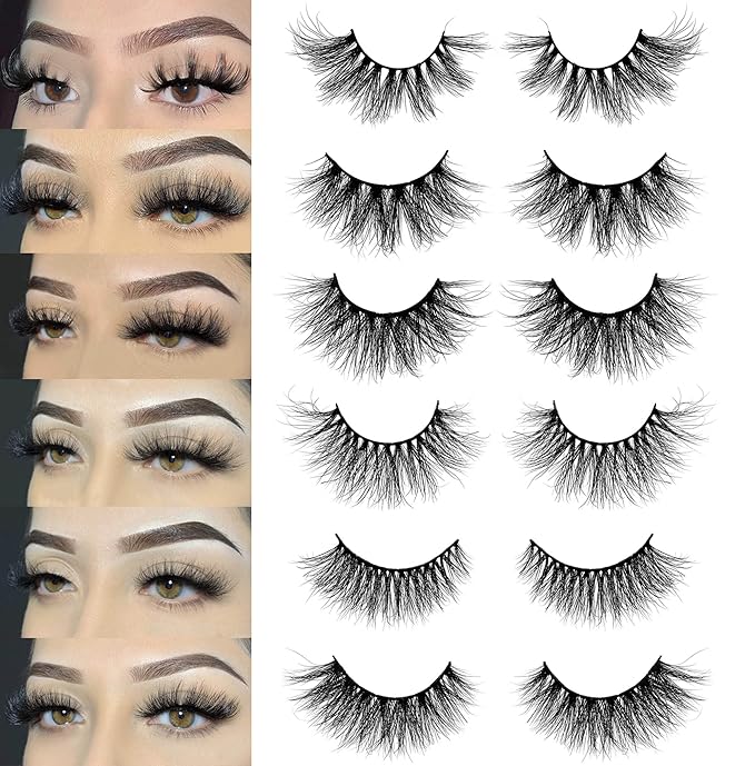 Mink Lashes Bulk Ninglash 30 Pack 6 Styles Eyelashes, 15-22mm Real Mink EyeLashes, Thick HandMade Full Strip Lashes, Crueltyl Free Fluffy Lash, 30 Pairs 5D Mink Lashes wholesale
