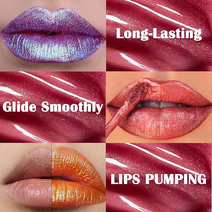 Maydear Chameleon Lipstick 5 Colors Set, Long Lasting Waterproof Colourful Diamond Shimmer Lip Gloss for Women Girls Makeup kit