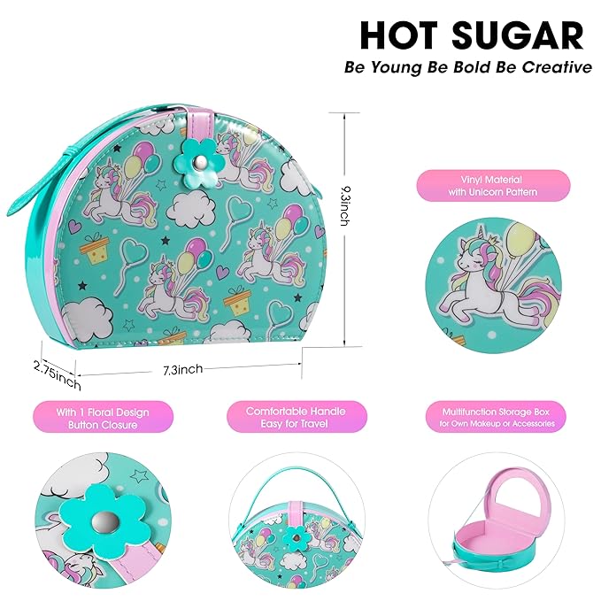 Hot Sugar Kids Makeup Kit, Girls Makeup Kit Age 4-6 7-8 10-12, Unicorn Gift for Girls Birthday Christmas (GREEN)