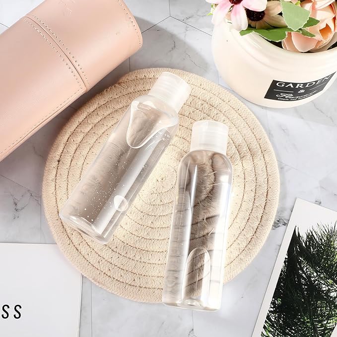 50 Pcs 4oz Empty Plastic Travel Bottles with Disc Top Flip Cap Small Travel Size Bottles Refillable Empty Containers for Shampoo Lotion Liquid Body Soap Cream Toiletries (Clear)