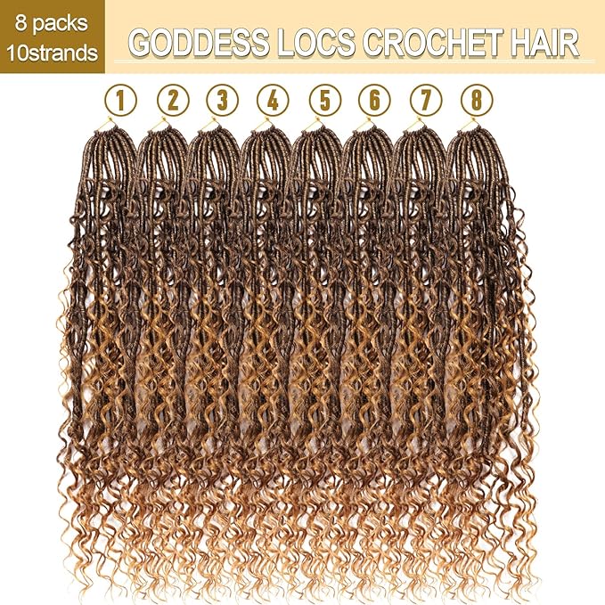 8 Packs Goddess Faux Locs Crochet Hair-24 Inch Boho Soft Locs Crochet Hair for Black Women (T27, 24 Inch(Pack of 8))