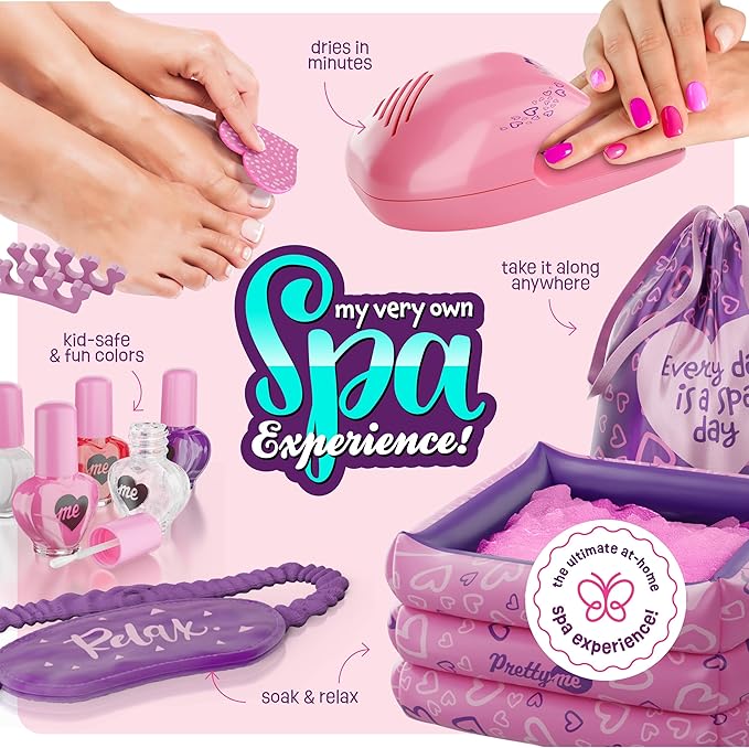 Pretty Me Spa Day Kit for Girls - Kids Manicure Pedicure Gift Set for Ages 5 to 10 - Girl Gifts - Kid Foot and Nail Kits - 6 Years Old Birthday Ideas - Children Toys Age 6-8 5-7