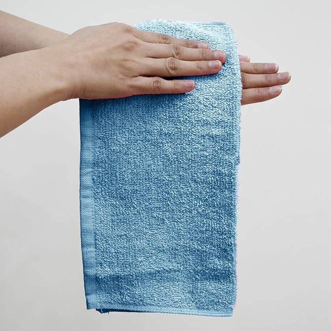 DAN RIVER 100% Cotton Washcloths 24 Pack Premium Quality Face and Body Cloth, Quick Dry Essential Towels for Bathroom, Hand, Kitchen & Cleaning, Baby Washcloths | 12X12 in | 400 GSM | M-Blue