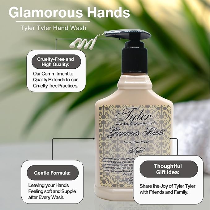 Worldwide Nutrition Bundle: Tyler`s Tyler Scent Glamorous Hand Wash - Scented Pump Bottles for Luxury Skin Care - 1 Pack, 8 Oz Moisturizing Hand Wash Soap with Multi-Purpose Key Chai