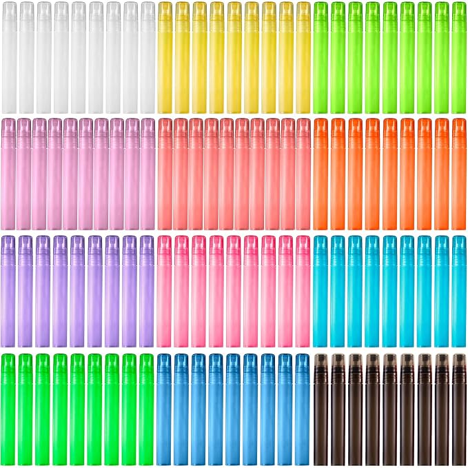 108 Pieces 10 ml Spray Bottles Plastic Perfume Bottles Empty Fine Mist Perfume Bottle for Essential Oils Supplies(Assorted Color)