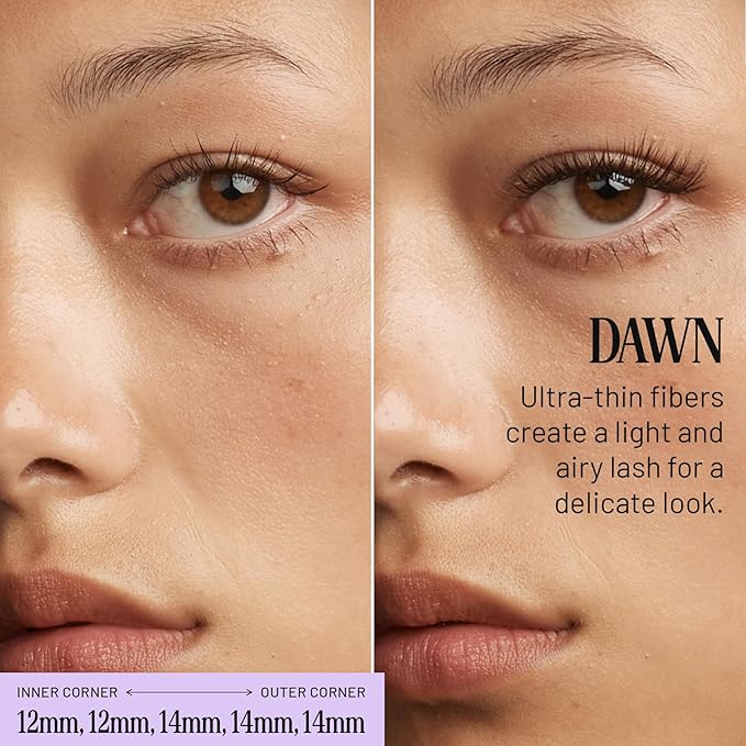 Lilac St - Dawn Natural Faux Eyelash Clusters (12mm) - Dynamic & Fluttery Volume - DIY Lash Extension Wisps - Lightweight & Lifelike - Lasts 10 Days - Women Founded, Cruelty Free, Vegan - 10 Lashes