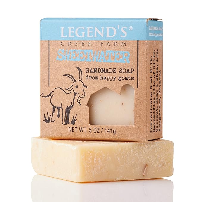 Legend's Creek Farm Goat Milk Soap - Cleansing Moisturizing Soap Bar for Hands and Body - 5 Oz Creamy Lather, Nourishing, Gentle Natural Soap for Sensitive Skin (Sweetwater, Pack of 2)