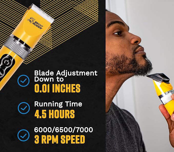 The Cut Buddy Clipper & Grooming Set, Cordless Hair & Beard Trimmer with 7 Guards, Titanium Blades, Waterproof, Beginner-Friendly Kit