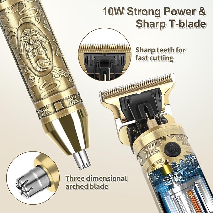 Electric foil Shaver for Men,T-Blade Beard Trimmer Razor Nose Hair Trimmer Set,Cordless Rechargeable Electric Beard Trimmers Professional Hair Clippers Kit with LCD for Men