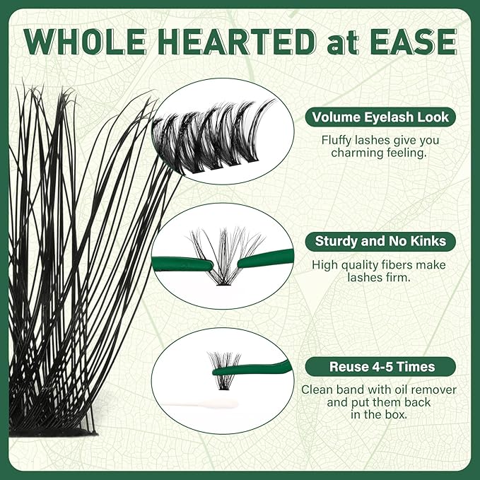 Lash Clusters 320pcs 80D C Curl 9-18MIX Super Soft Wispy DIY Eyelash Extension at Home