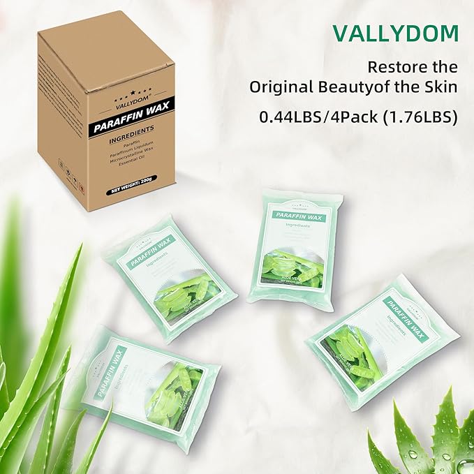 Paraffin Wax Refills, 4 Pack 200g Aloe Vera Scented Paraffin Wax Blocks for Paraffin Bath, Paraffin Wax Machine Refills for Hand Feet Dry Skin,Rrelieves muscle fatigue, Hydration and nourish