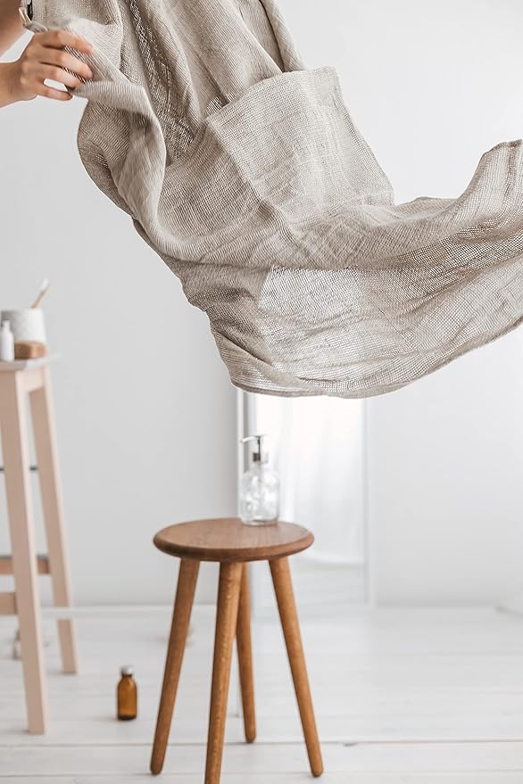 100% Flax Linen Hair Wrap Towels - Fast-Drying, Absorbent Linen Bath Towel - Ideal for Curly and Long Hair Drying Towels - Quick Dry Hair Care - Exfoliating Bath Towel - Large, Soft and Durable