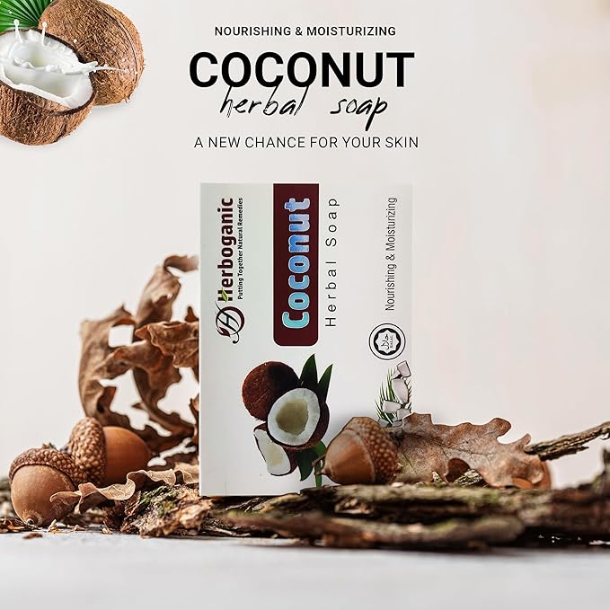 Coconut Herbal Soap | Pack of 6 of 5oz soap Bar | Ideal for Men and Women, Soothing and Nourishing Soap for Moisturization
