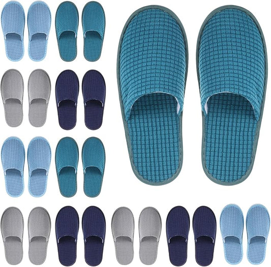 Geyoga 12 Pair House Slipper for Guest Non Slip Disposable Slipper for Travel Washable Reusable Closed Toe Hotel Bridesmaid Indoor Spa Wedding Party Shoeless Home