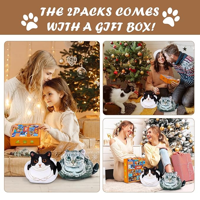 Openhaha Drawstring Cat Travel Organizer, Cosmetic Pouch - Lay Flat Makeup Bag Gifts for Cat Lovers (2-pack)