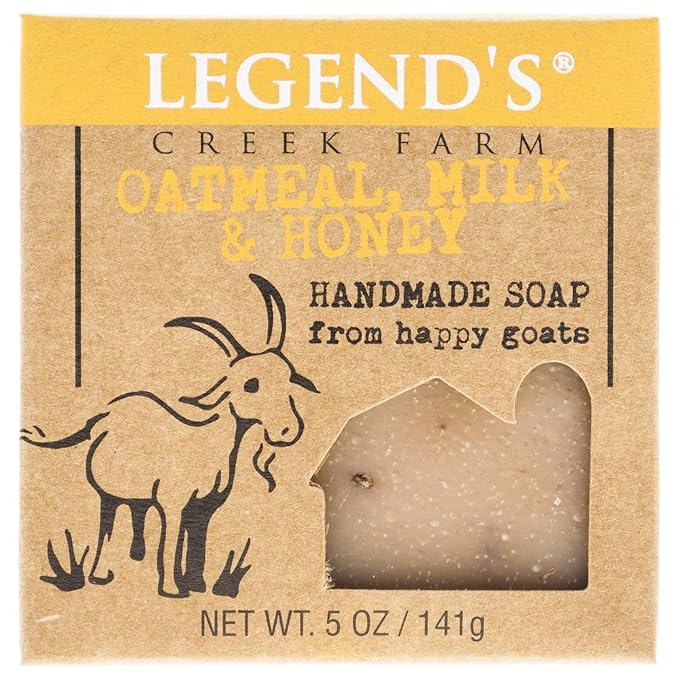 Legend's Creek Farm Goat Milk Soap - Cleansing Moisturizing Soap Bar for Hands and Body - 5 Oz Creamy Lather, Nourishing, Gentle Natural Soap for Sensitive Skin (Oatmeal, Milk & Honey, Pack of 1)