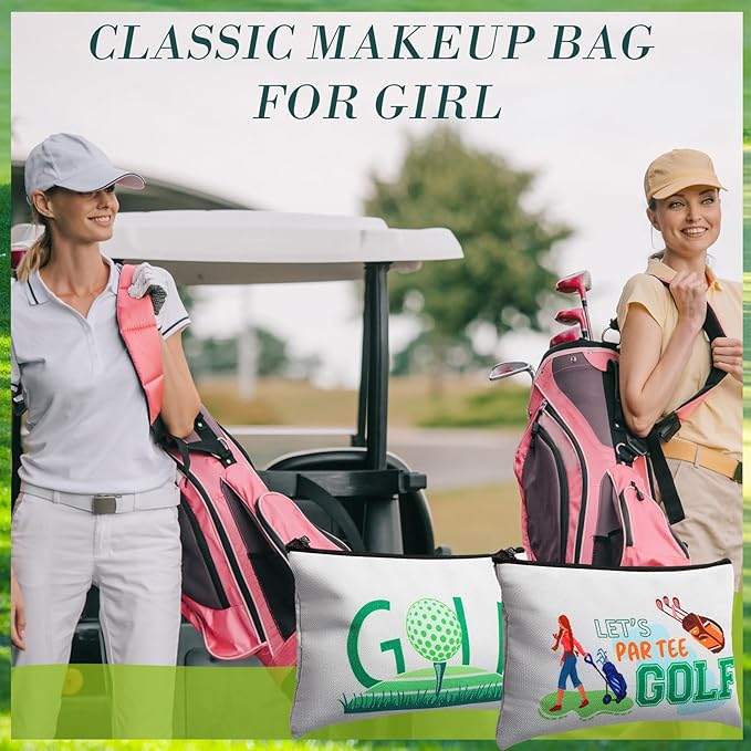 Eccliy 20 Pcs Golf Makeup Bag Golfer Cosmetic Bag Canvas Gifts Golf Accessories for Girls Toiletry Pouch with Zipper for Women Team Party
