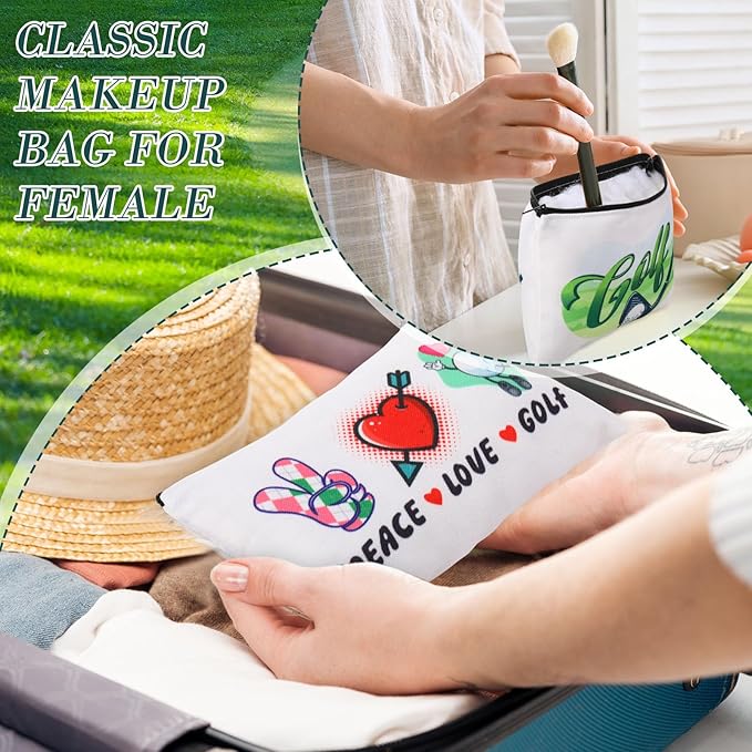 Eccliy 20 Pcs Golf Makeup Bag Golfer Cosmetic Bag Canvas Gifts Golf Accessories for Girls Toiletry Pouch with Zipper for Women Team Party