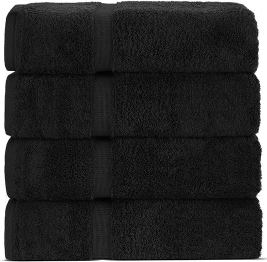 Chakir Turkish Linens Premium Cotton Absorbent Turkish Towels (Bath Towel - Set of 4, Black)