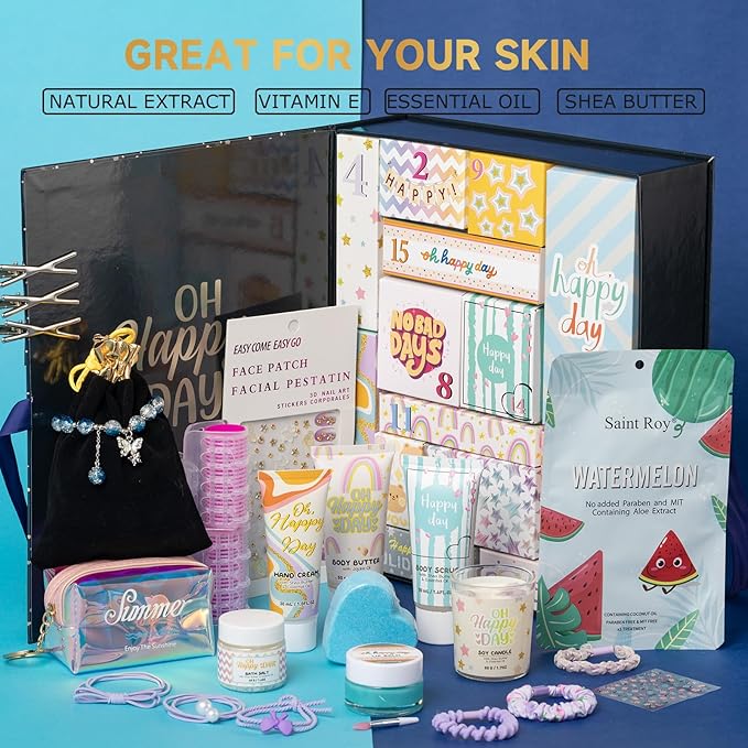 Mother's Day Gifts Holiday Beauty Advent Calendar Women's Spa Gift Set, Individual Gift Box Calendar for Women Full Kit Gift Surprise Box Bath & Body Product Set 15 Individually Boxed Holiday Gifts