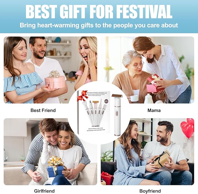 Pluxy Epil Pro 3.0 Women Face Epilator, 5 in 1 Epilator Hair Removal for Women, Electric Rechargeable Facial Hair Divice for Face,Lip,Chin with 5 x Replacement Heads, Nose Trimmer for All Skin Types