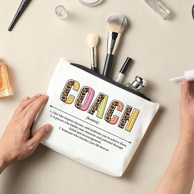 Coach Definition Noun, Inspirational Coach Gifts, Makeup Bag Cosmetic Bag, Best Coach Gifts, Birthday Retirement Coach Appreciation Thank You Gifts for Women Coach Team Leader Office Boss Colleagues