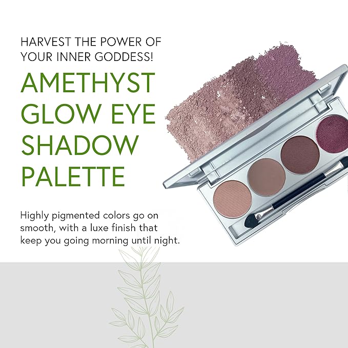 Honeybee Gardens Amethyst Glow Eye Shadow Palette, Clean and Bold, 4 Highly Pigmented Colors With Long Lasting Luxe Finish, Vegan, Cruelty-Free, Gluten-Free, and Paraben-Free, Net Wt 1.3g Each