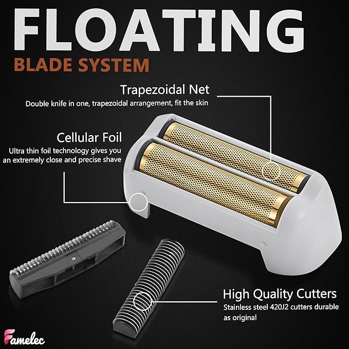 Replacement Heads for Andis Shaver Pro-Foil & Lithium - Super Soft Gold Titanium Cutters for Andis Foil Shaver Replacement TS1 17150 17235 17220 TS2 17200, Compatible with Razor Blades