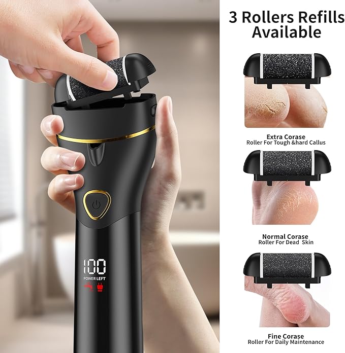 Foot Scrubber Rechargeable,callus Remover For Feet, Electric Foot Callus Remover Kit, Ipx6 Washable Cleaning, 4H Long Battery Life,Professional Pedicure Tools For Dead,hard Cracked Dry Skin Ideal Gift