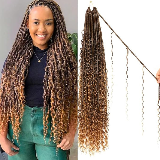 8 Packs Goddess Faux Locs Crochet Hair-30 Inch Boho Soft Locs Crochet Hair for Black Women (T27, 30 Inch(Pack of 8))