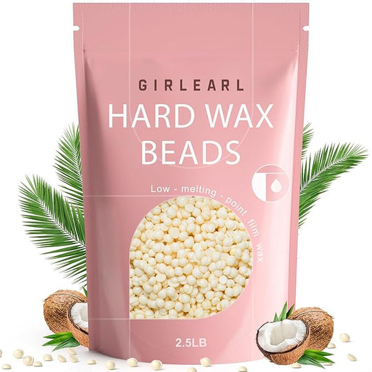 2.5lb Wax Beads for Hair Removal, Brazilian Bikini Hard Wax for Sensitive Skin, Hard Wax beads Perfect for Full Body Eyebrow, Facial, Beard and Underarms at Home for Women and Men (Cream)